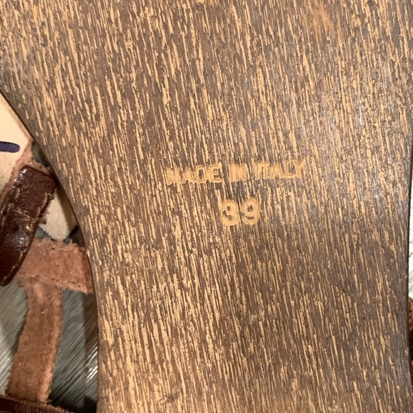 Chocolat Blu Flat Wrap Ankle Brown Leather Multicolor Floral Sandals size. 8.5 - Picture 7 of 11